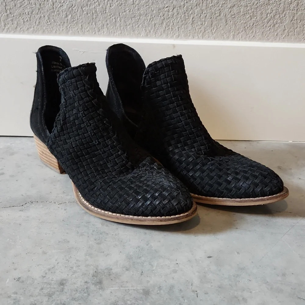 Very Volatile Black Woven Ankle Boots